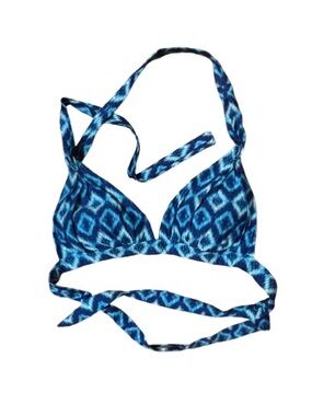 La Blanca Padded Blue Pattern Halter Bikini Top - Women Swim Size 6